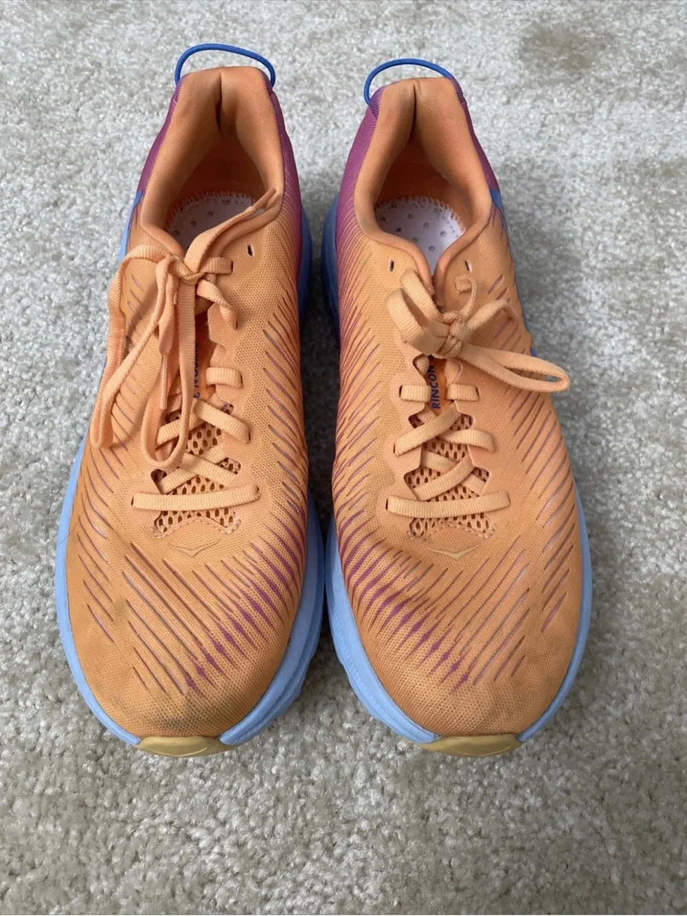 Hoka One One Rincon 3 Women’s 9.5 Orange Running Sneakers Gym Shoes - NO INSOLES